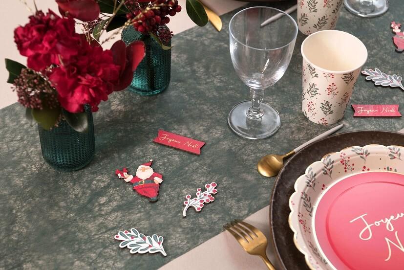 8704 decoration de table bois a parsemer pere noel