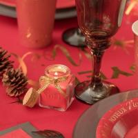 8713 bougie decorative joyeux noel dore or et rouge dans pot verre