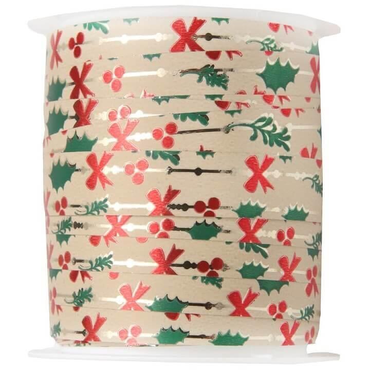 8732 bobine ruban bolduc houx de noel