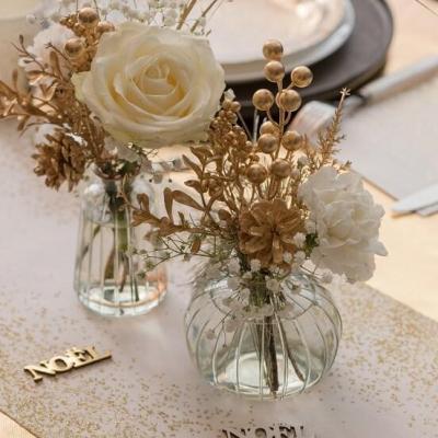 8737 piquet decoratif floral dore or metallique