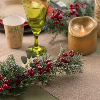 8738 branche de houx de noel rouge et verte