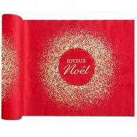 8739 chemin de table joyeux noel rouge et dore or metallique