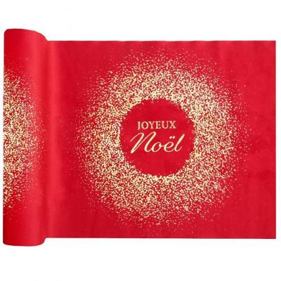 8739 chemin de table joyeux noel rouge et dore or metallise