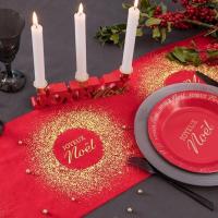 8739 chemin de table noel rouge et dore or metallise