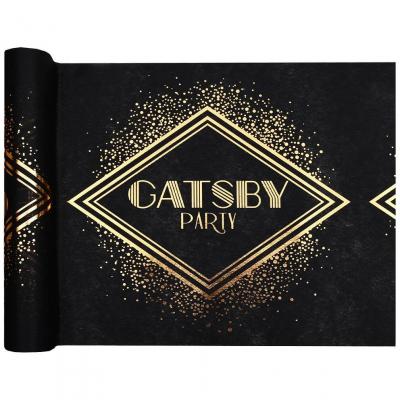 8740 decoration chemin de table noir dore or gatsby party