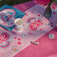 8772 decoration chemin de table anniversaire poupee girly rose