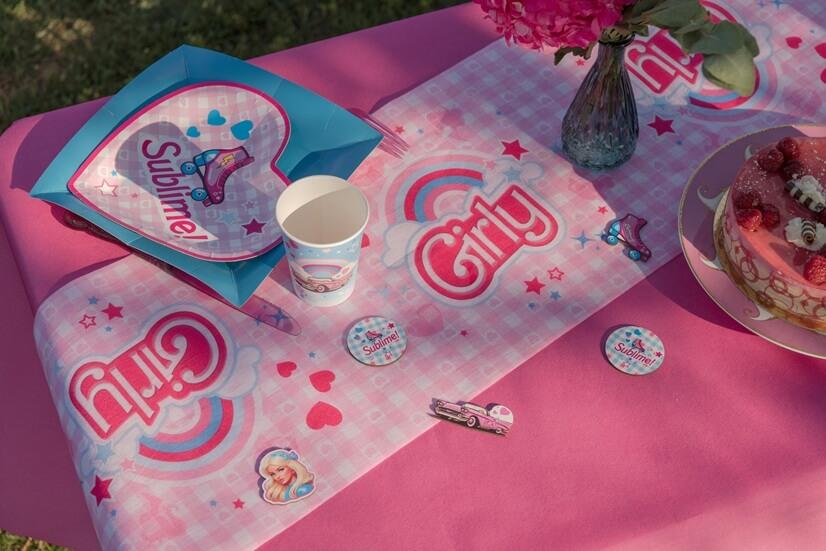 8772 decoration chemin de table anniversaire poupee girly rose