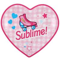 8774 assiette carton coeur anniversaire poupee girly rose