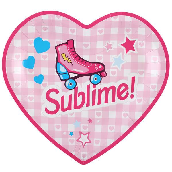 8774 assiette carton coeur anniversaire poupee girly rose