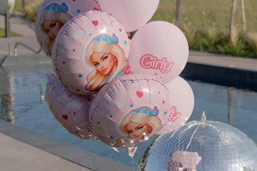 8785 decoration ballon aluminium poupee girly fete anniversaire fille
