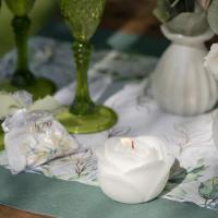 8815 decoration de table bougie fleur rose blanche