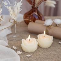 8815 decoration de table bougie fleur rose ivoire