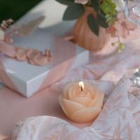 8815 decoration de table bougie fleur rose peche