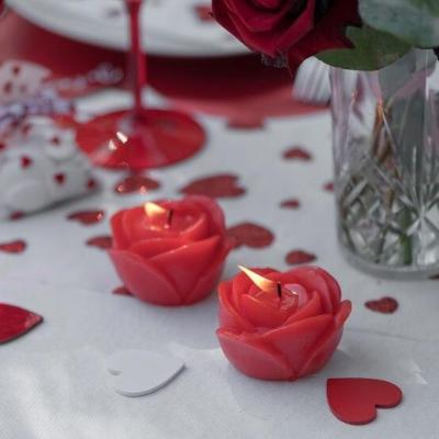 8815 bougie fleur rose rouge