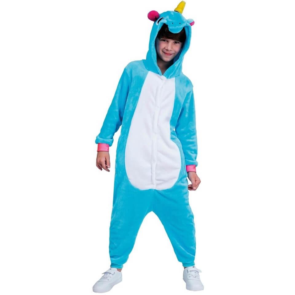 88340 age 7 a 9 ans costume enfant igurumi licorne bleu