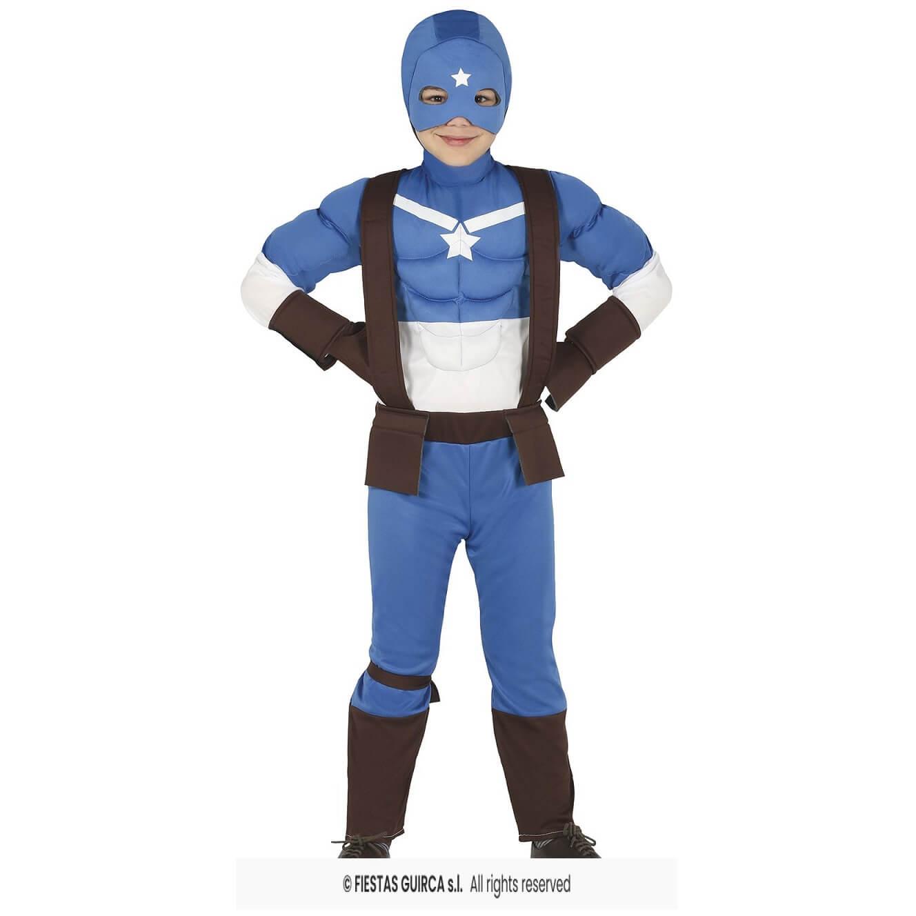 88407 taille 7 9 ans costume captain super heros muscle americain