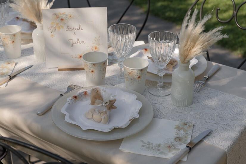 8956 decoration de table serviette naturelle florale champetre