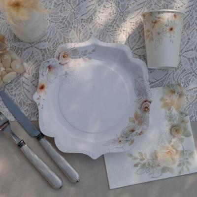 8957 assiette carton florale champetre tendresse naturelle
