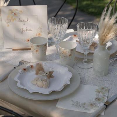 8962 marque table carre decoratif en bois floral champetre