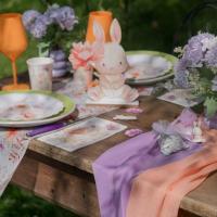 8997 decoration chemin de table mousseline peche