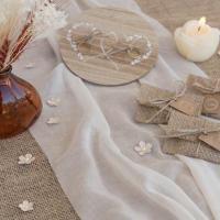 8997 decoration rouleau chemin de table ivoire mousseline