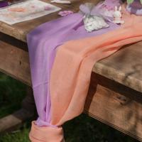 8997 decoration rouleau chemin de table mousseline peche