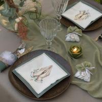 8997 decoration rouleau chemin de table mousseline vert sauge