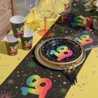 9011 decoration chemin de table 18ans anniversaire noir multicolore