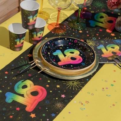 90119017 rouleau chemin de table anniversaire noir multicolore 18ans