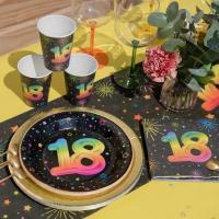 9012 serviette de table anniversaire 18ans noir multicolore