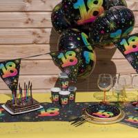 9016 decoration de salle guirlande fanion anniversaire 18ans noir multicolore