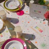 9017 decoration chemin de table joyeux anniversaire blanc multicolore