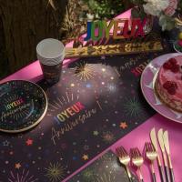 9017 decoration chemin de table joyeux anniversaire noir multicolore