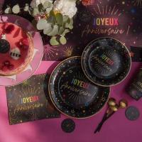 9018 serviette de table joyeux anniversaire noir multicolore