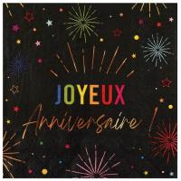 9018 serviette de table papier joyeux anniversaire noir multicolore