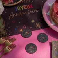 9024 decoration de table rond bois joyeux anniversaire noir multicolore