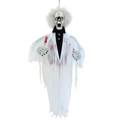 90257 decoration halloween fantome professeur fou 100cm