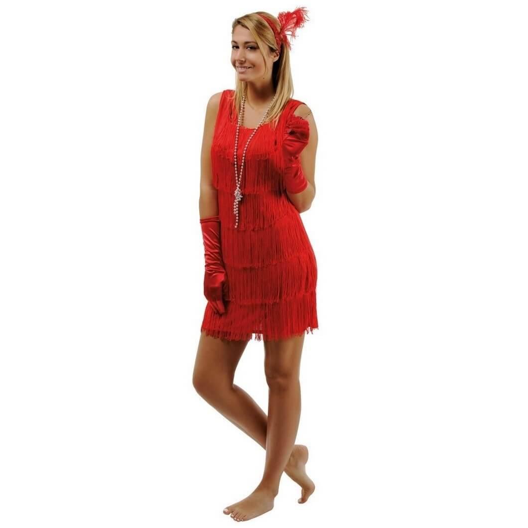 Robe Charleston rouge REF/90266 (Déguisement femme taille L/XL)