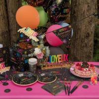 9029 guirlande fanion joyeux anniversaire noire multicolore