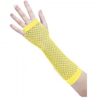 90306 mitaines longues resilles jaune fluo accessoire deguisement