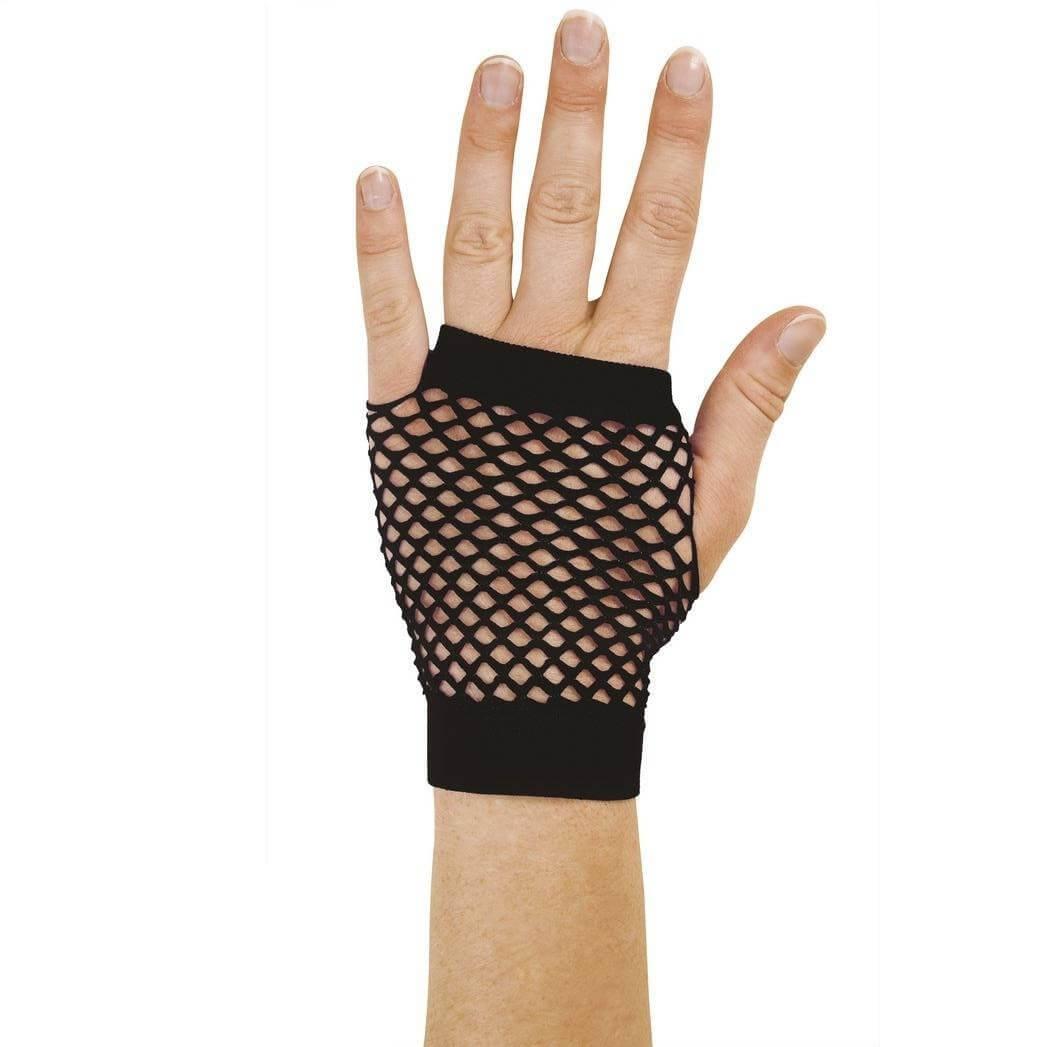 90313 mitaine en resille noire accessoire de deguisement