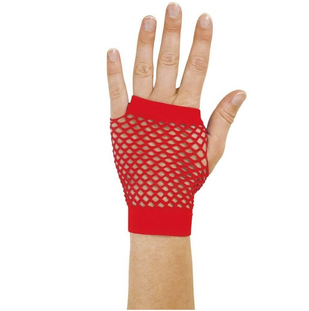 90315 mitaine en resille rouge accessoire de deguisement