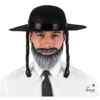 91041 accessoire deguisement chapeau rabbi jacob noir avec tresses
