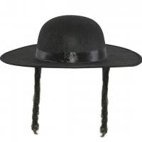 91041 chapeau rabbi jacob noir avec tresses