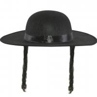 91041 chapeau rabbi jacob noir avec tresses