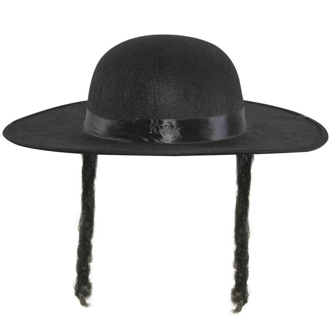 91041 chapeau rabbi jacob noir avec tresses