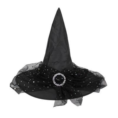 9129 magasin pas de calais accessoire halloween chapeaux sorciere noire broche tulle