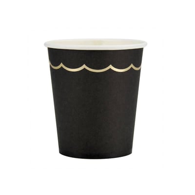 91341 magasin pas de calais vaisselle gobelet carton festonne noir et dore or metallique