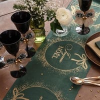 9141 boutique pas de calais rouleau chemin de table velours noel vert sapin dore or