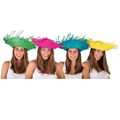 1 Chapeau de paille Hawaïen adulte (couleur aléatoire) 11 x 42 cm REF/95423 (Accessoire de déguisement)